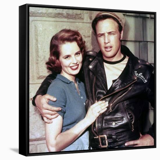 L'Equipee Sauvage THE WILD ONE by Laszlo Benedek with Marlon Brando and Mary Murphy, 1953 (photo)-null-Framed Stretched Canvas