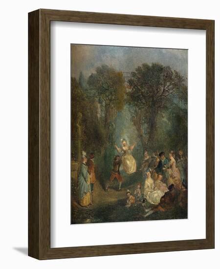 'L'Escarpolette', c1710-Jean-Antoine Watteau-Framed Giclee Print