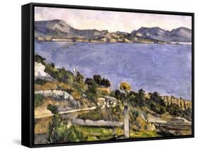 L'Estaque vue du golfe de Marseille-Paul Cézanne-Framed Stretched Canvas