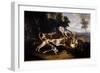 L'hallali Du Deer Hunting Dogs Finishing a Deer - Painting by Jean Baptiste Oudry (1686-1755) 18Th-Jean-Baptiste Oudry-Framed Giclee Print