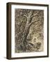 L'heureux moment : couple nu, debout, enlacé sous des grands arbres-Théophile Alexandre Steinlen-Framed Giclee Print