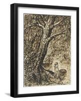 L'heureux moment : couple nu, debout, enlacé sous des grands arbres-Théophile Alexandre Steinlen-Framed Giclee Print