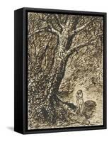 L'heureux moment : couple nu, debout, enlacé sous des grands arbres-Théophile Alexandre Steinlen-Framed Stretched Canvas