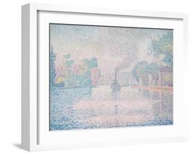 L'Hirondelle Steamship (Seine Near Samoi)-Paul Signac-Framed Giclee Print