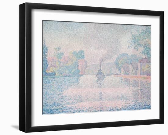 L'Hirondelle Steamship (Seine Near Samoi)-Paul Signac-Framed Premium Giclee Print