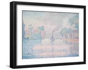 L'Hirondelle Steamship (Seine Near Samoi)-Paul Signac-Framed Premium Giclee Print