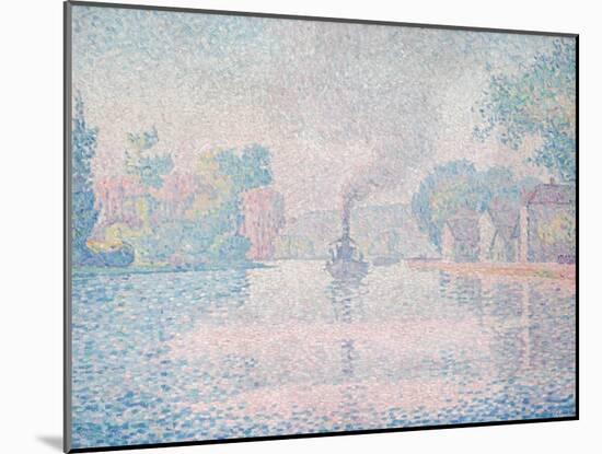 L'Hirondelle Steamship (Seine Near Samoi)-Paul Signac-Mounted Premium Giclee Print