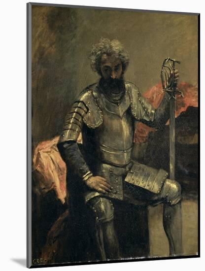 L'Homme a L'Armure, Assis-Jean-Baptiste-Camille Corot-Mounted Giclee Print