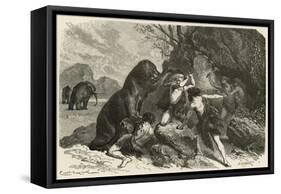 L'Homme a L'Epoque Du Grand Ours Et Du Mammouth-Emile Antoine Bayard-Framed Stretched Canvas