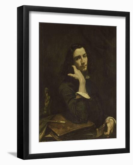 L'homme à la ceinture de cuir, portrait de l'artiste-Gustave Courbet-Framed Giclee Print