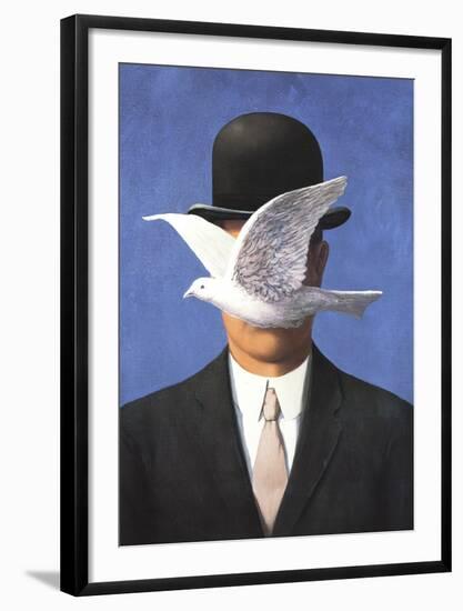 L'homme au chapeau melon (No Border)-Rene Magritte-Framed Art Print