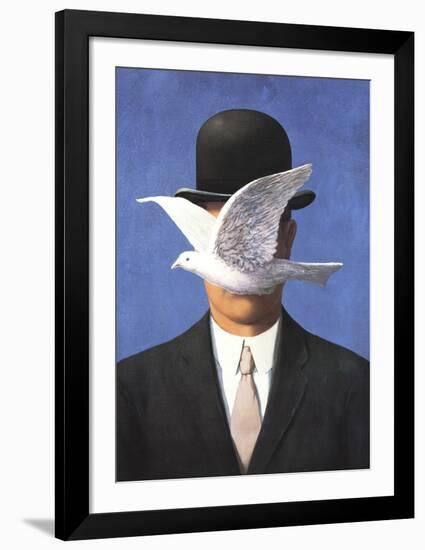 L'homme au chapeau melon (No Border)-Rene Magritte-Framed Art Print