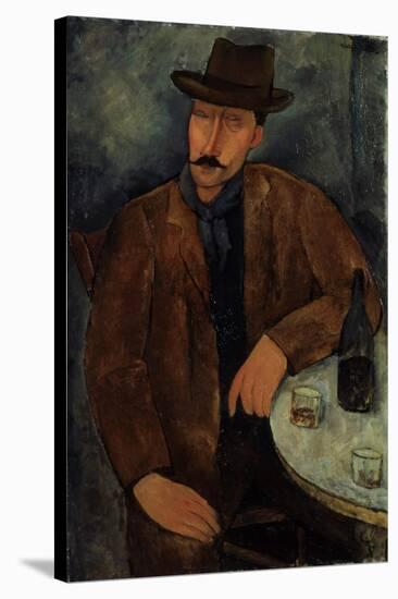 L'Homme au Verre de Vin, c.1918-19-Amedeo Modigliani-Stretched Canvas