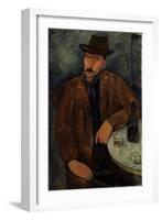 L'Homme au Verre de Vin, c.1918-19-Amedeo Modigliani-Framed Giclee Print