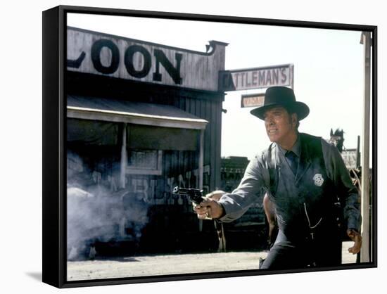 L'homme by la loi ( Lawman) by Michael Winner with Burt Lancaster, 1971 (photo)-null-Framed Stretched Canvas