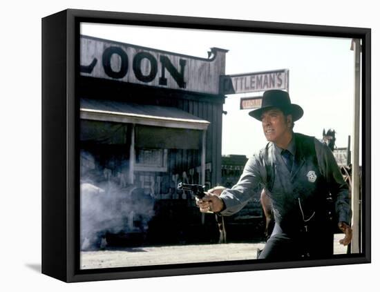 L'homme by la loi ( Lawman) by Michael Winner with Burt Lancaster, 1971 (photo)-null-Framed Stretched Canvas