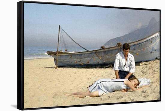 L'homme by Rio by PhilippedeBroca with Francoise Dorleac and Jean-Paul Belmondo, 1964 (photo)-null-Framed Stretched Canvas