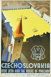 Czechoslovakia - Visit Jicin and the Rocks of Prachov Travel Poster-L. Horak-Framed Stretched Canvas