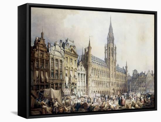 L'Hotel de Ville, Brussels-Samuel Prout-Framed Stretched Canvas
