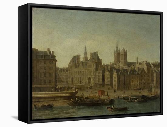 L'Hôtel de Ville et la place de Grève-Nicolas Jean Baptiste Raguenet-Framed Stretched Canvas