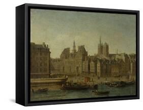 L'Hôtel de Ville et la place de Grève-Nicolas Jean Baptiste Raguenet-Framed Stretched Canvas