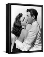 L'ile au complot THE BRIBE by RobertLeonard with Ava Gardner and Robert Taylor, 1949 (b/w photo)-null-Framed Stretched Canvas