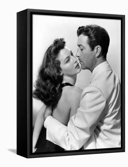 L'ile au complot THE BRIBE by RobertLeonard with Ava Gardner and Robert Taylor, 1949 (b/w photo)-null-Framed Stretched Canvas