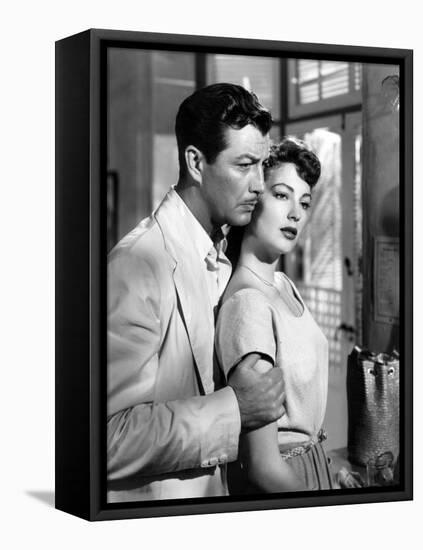 L'ile au complot THE BRIBE by RobertLeonard with Ava Gardner and Robert Taylor, 1949 (b/w photo)-null-Framed Stretched Canvas