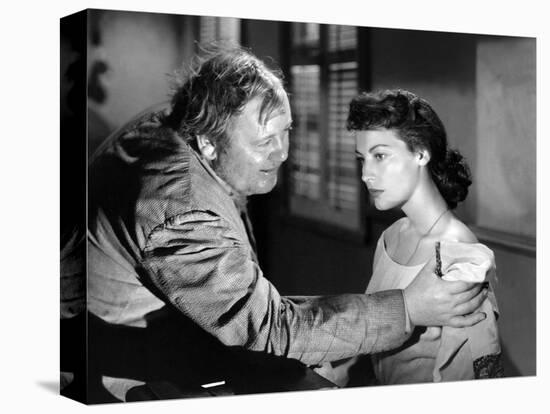 L'ile au complot THE BRIBE by RobertLeonard with Charles Laughton and Ava Gardner, 1949 (b/w photo)-null-Stretched Canvas