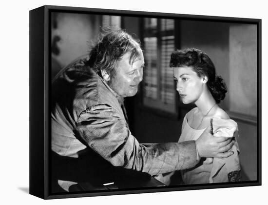 L'ile au complot THE BRIBE by RobertLeonard with Charles Laughton and Ava Gardner, 1949 (b/w photo)-null-Framed Stretched Canvas