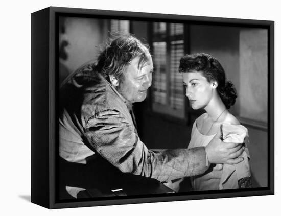 L'ile au complot THE BRIBE by RobertLeonard with Charles Laughton and Ava Gardner, 1949 (b/w photo)-null-Framed Stretched Canvas