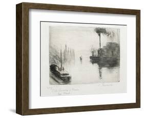 L'Ile Lacroix, À Rouen, 1883 (Drypoint, Etching, Metal Brush and Open Bite)-Camille Pissarro-Framed Giclee Print