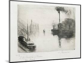 L'Ile Lacroix, À Rouen, 1883 (Drypoint, Etching, Metal Brush and Open Bite)-Camille Pissarro-Mounted Giclee Print