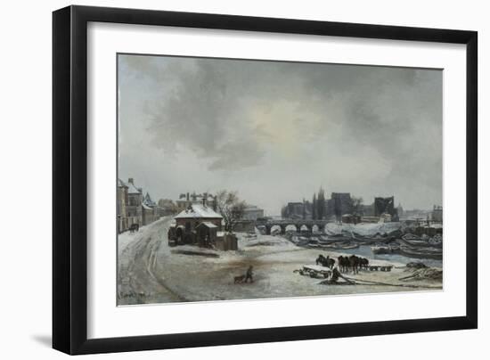 L'île Louviers sous la neige, 1831-Antoine Perrot-Framed Giclee Print