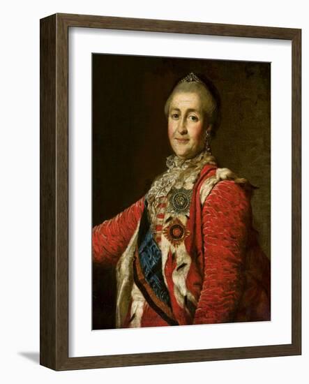 L'imperatrice Catherine II De Russie - Portrait of Empress Catherine II (1729-1796) in Red Dress, B-Dmitri Grigor'evich Levitsky-Framed Giclee Print