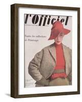 L'Officiel, April 1952 - Ensemble de Jacques Fath, Veste en Tweed de Lesur, Blouse en Jersey-Philippe Pottier-Framed Art Print