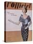 L'Officiel, April 1954 - Jacques Fath, Robe en Gaze Aléoutienne, Imprimée de Staron-Philippe Pottier-Stretched Canvas