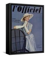 L'Officiel, April 1955 - Ensemble de Pierre Balmain en Twill de Ducharne-Philippe Pottier-Framed Stretched Canvas