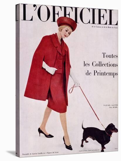 L'Officiel, April 1960 - Ensemble de Lanvin Castillo en Stigaz de Lesur-Philippe Pottier-Stretched Canvas