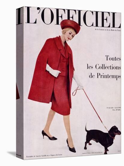 L'Officiel, April 1960 - Ensemble de Lanvin Castillo en Stigaz de Lesur-Philippe Pottier-Stretched Canvas