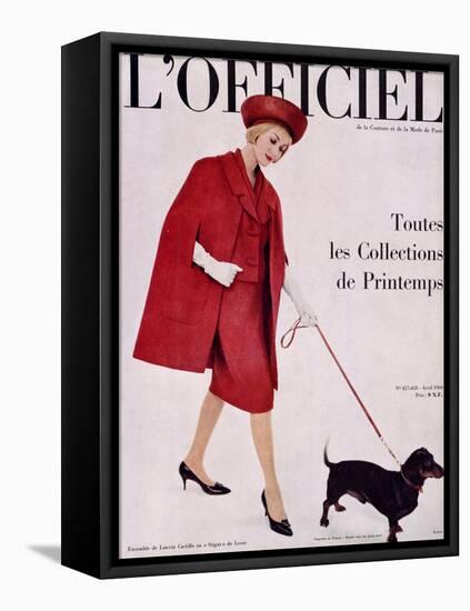 L'Officiel, April 1960 - Ensemble de Lanvin Castillo en Stigaz de Lesur-Philippe Pottier-Framed Stretched Canvas