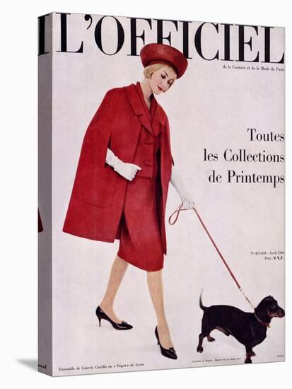 L'Officiel, April 1960 - Ensemble de Lanvin Castillo en Stigaz de Lesur-Philippe Pottier-Stretched Canvas