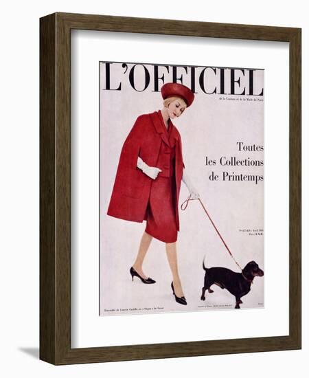 L'Officiel, April 1960 - Ensemble de Lanvin Castillo en Stigaz de Lesur-Philippe Pottier-Framed Art Print