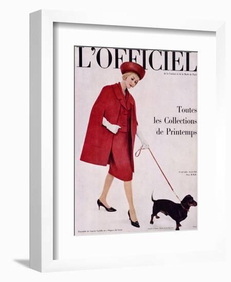 L'Officiel, April 1960 - Ensemble de Lanvin Castillo en Stigaz de Lesur-Philippe Pottier-Framed Art Print