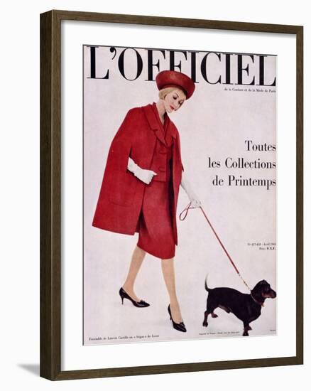 L'Officiel, April 1960 - Ensemble de Lanvin Castillo en Stigaz de Lesur-Philippe Pottier-Framed Art Print