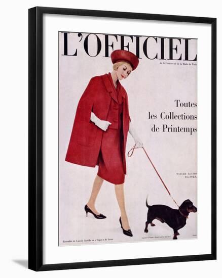 L'Officiel, April 1960 - Ensemble de Lanvin Castillo en Stigaz de Lesur-Philippe Pottier-Framed Art Print