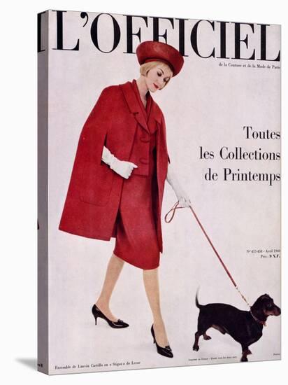 L'Officiel, April 1960 - Ensemble de Lanvin Castillo en Stigaz de Lesur-Philippe Pottier-Stretched Canvas