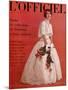 L'Officiel, April 1961 - Robe de Jacques Heim en Organdi de Coton Longfibre Brodé de Pierre Brivet-Roland de Vassal-Mounted Art Print