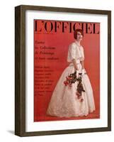 L'Officiel, April 1961 - Robe de Jacques Heim en Organdi de Coton Longfibre Brodé de Pierre Brivet-Roland de Vassal-Framed Art Print