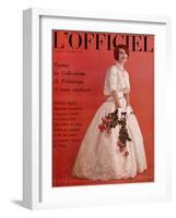 L'Officiel, April 1961 - Robe de Jacques Heim en Organdi de Coton Longfibre Brodé de Pierre Brivet-Roland de Vassal-Framed Art Print